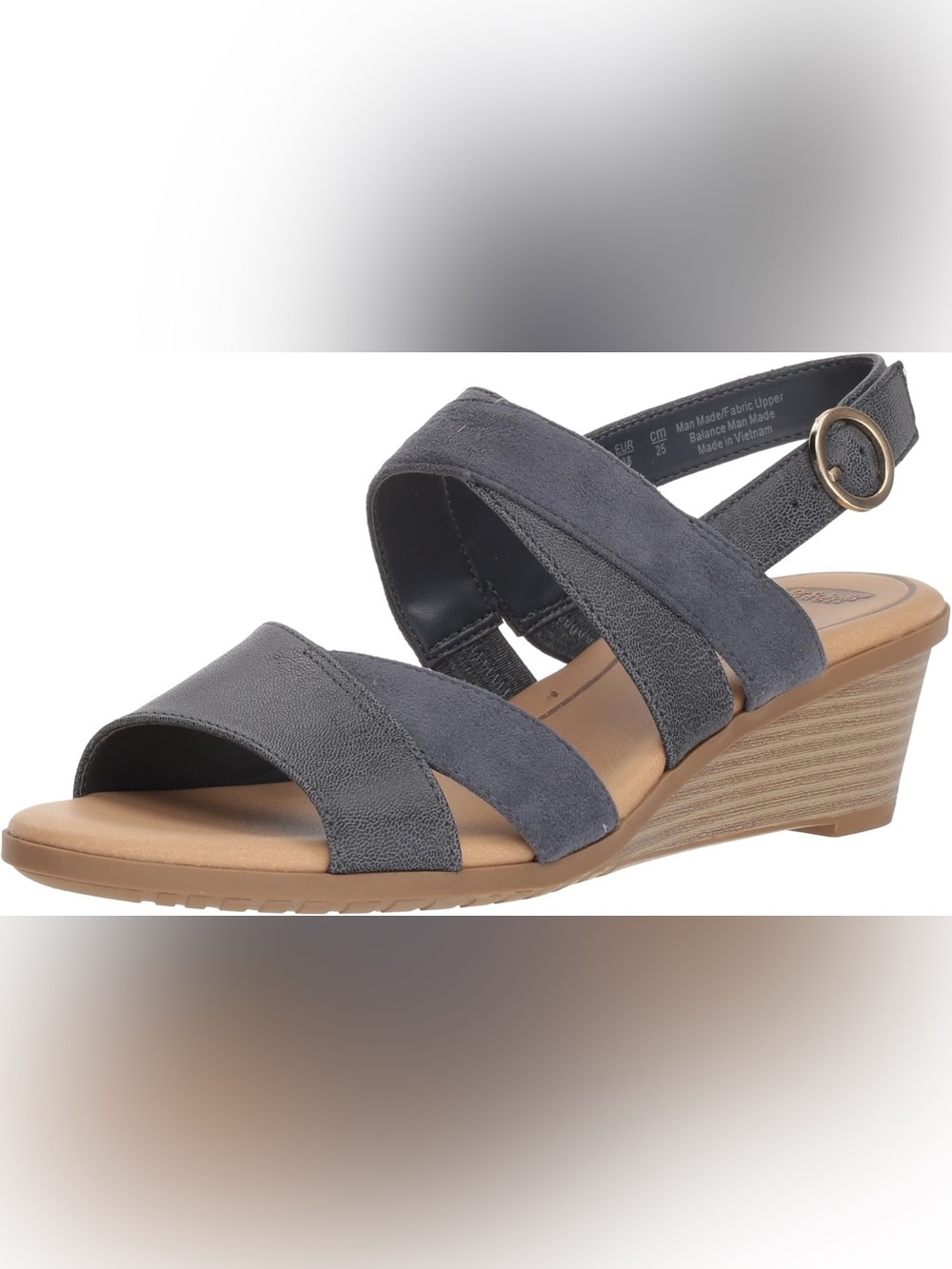 Dr Scholl’s Grace Women's Suede Strappy Wedge Sandal - Gray Blue - Picture 3 of 12